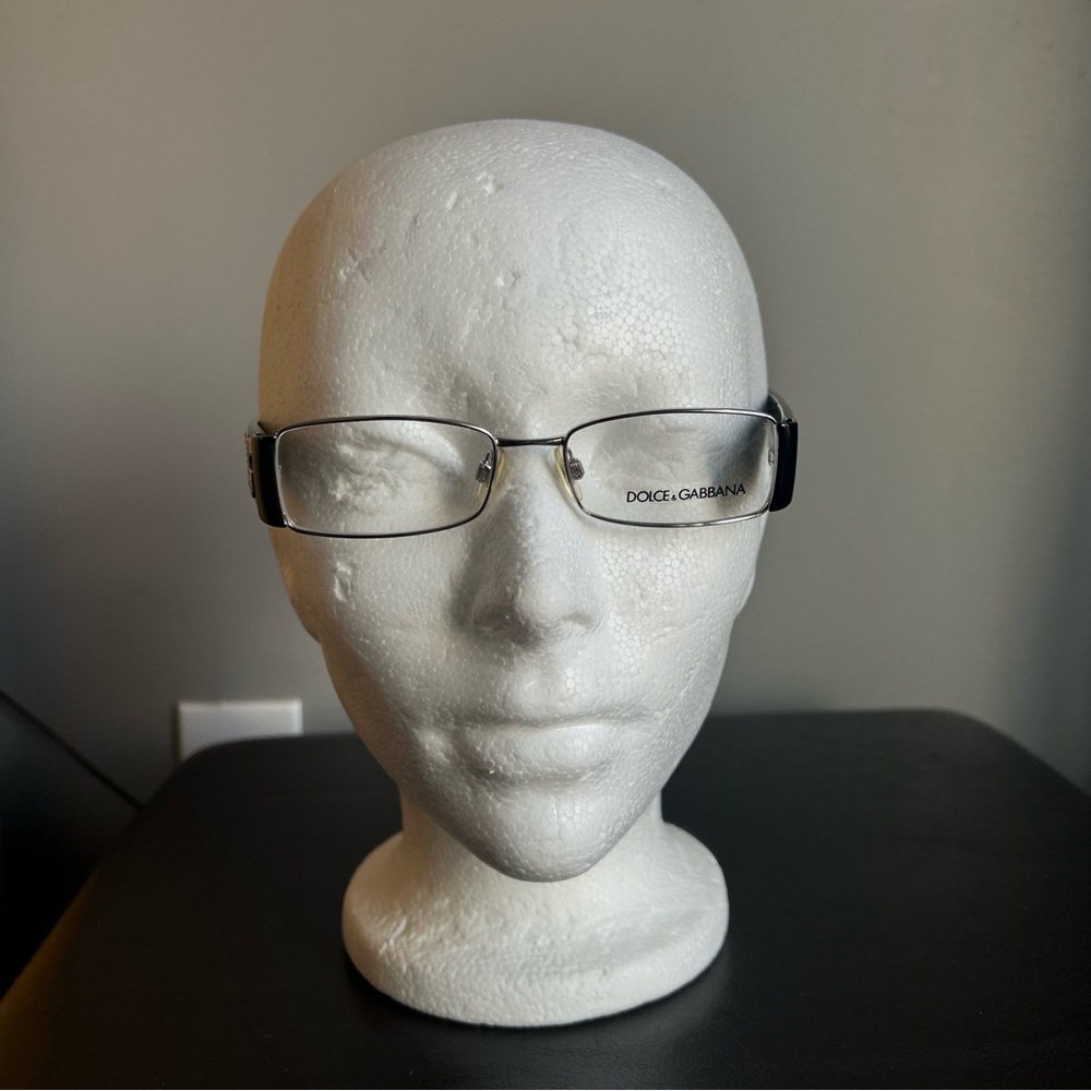 Dolce & Gabbana Black and Silver Rectangular Eyeglasses
